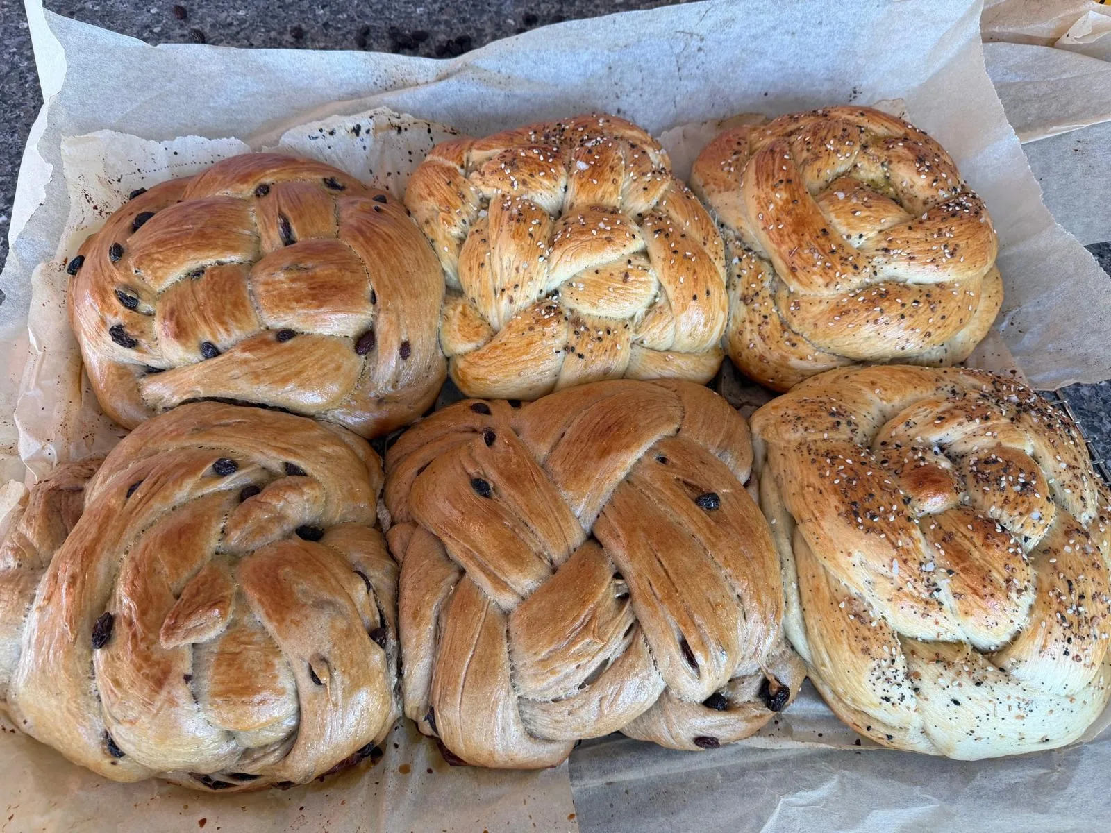 Everything bagel challah, baked